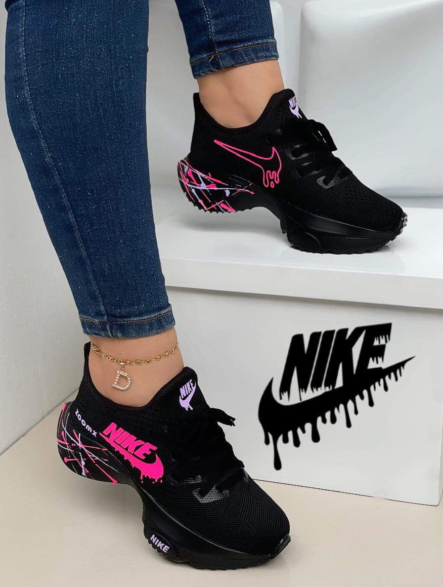 Tenis Nike Estilo Media Negro Rosa Lila